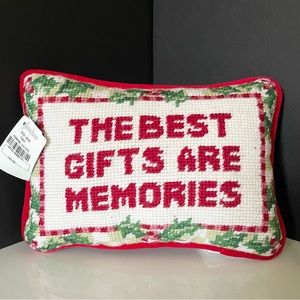 NEW! "The Best Gifts Are Memories" Needlepoint Pillow from Neiman Marcus